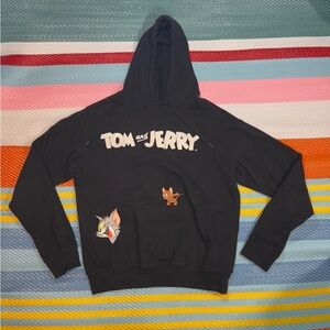 Warner Bros Tom and Jerry Black White Sweatshirt Hoodie Men’s Size Small